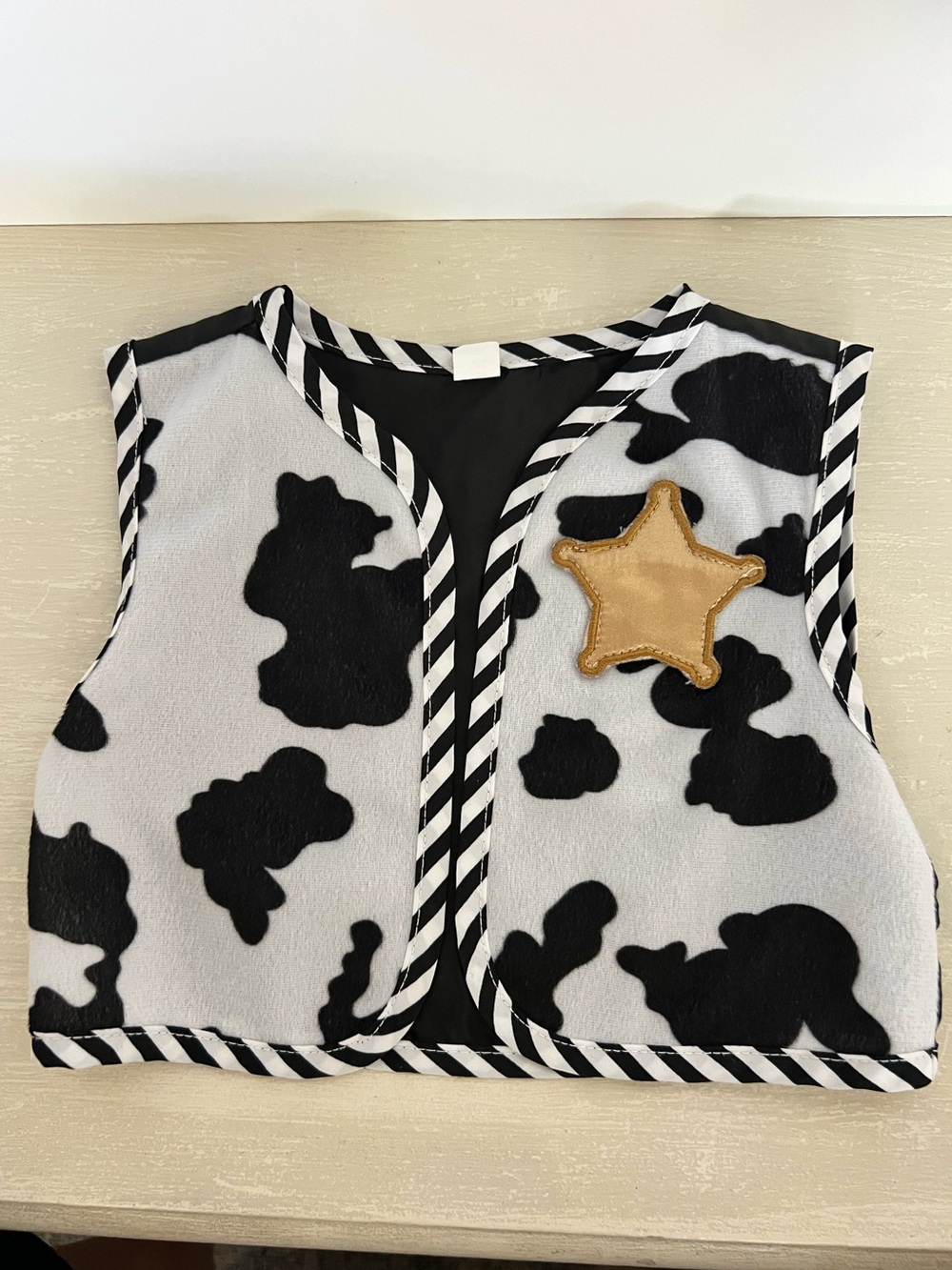 Disney Cowprint Sheriff Vest in Black, White & Gold